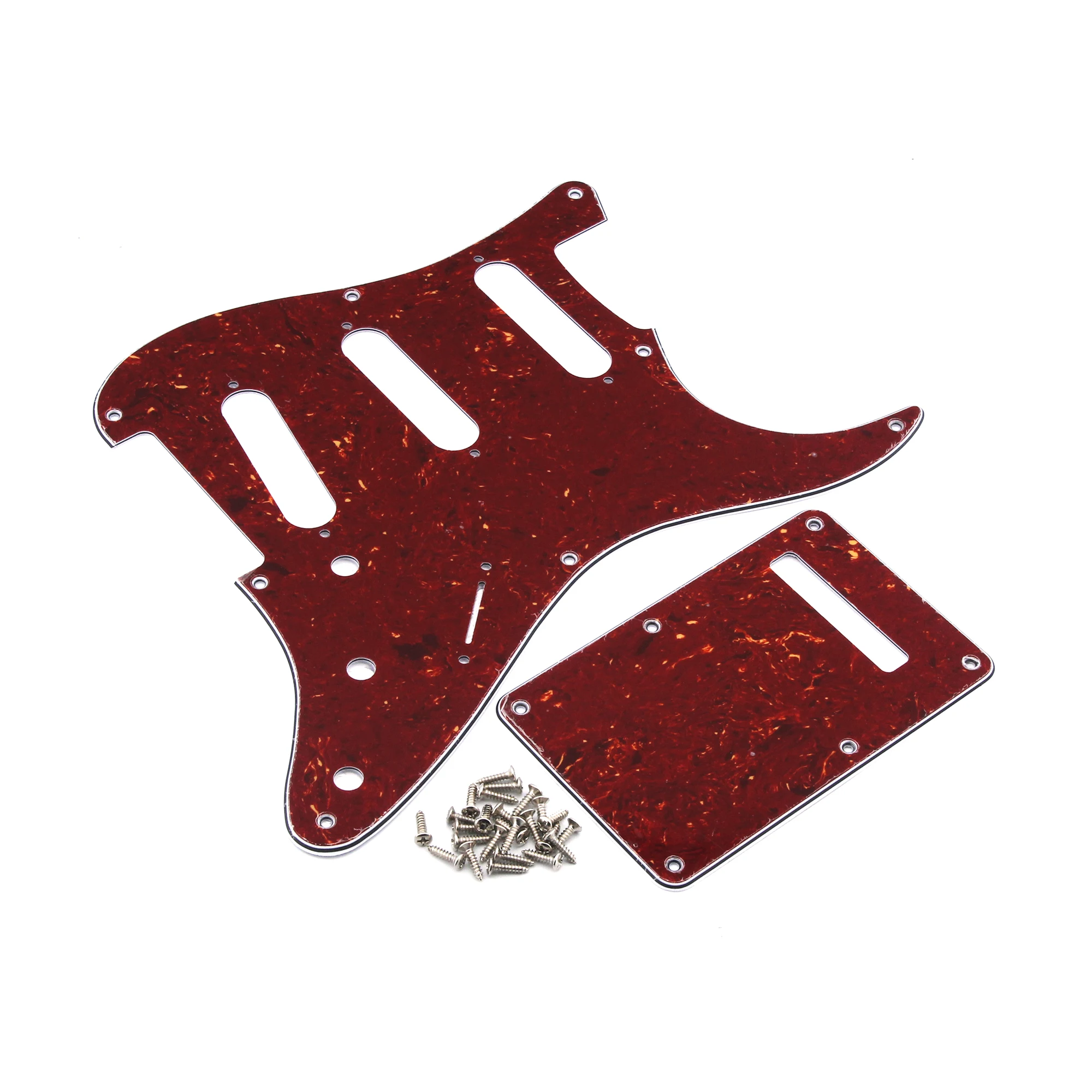 FLEOR Guitar Parts Set of Vintage 8 Holes ST Guitar Pickguard SSS Pick Guard Scratch Plate +Back Plate + Screws