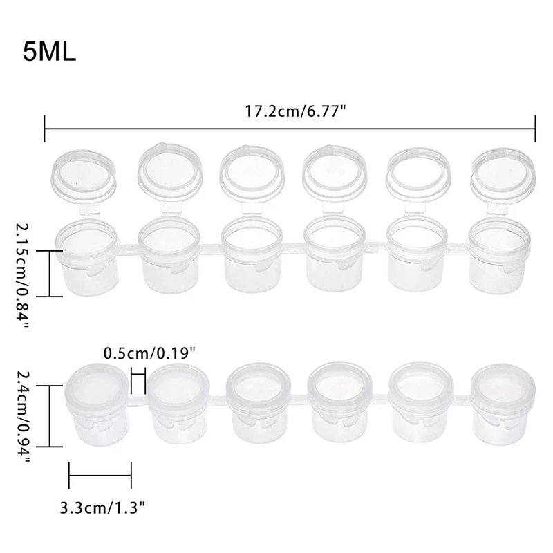 Imagem -06 - Mini Pote Vazio de Pintura para Artes e Ofícios Recipientes de Armazenamento Plástico Tiras Pod Copos 20 Tiras 120 Potes 5ml