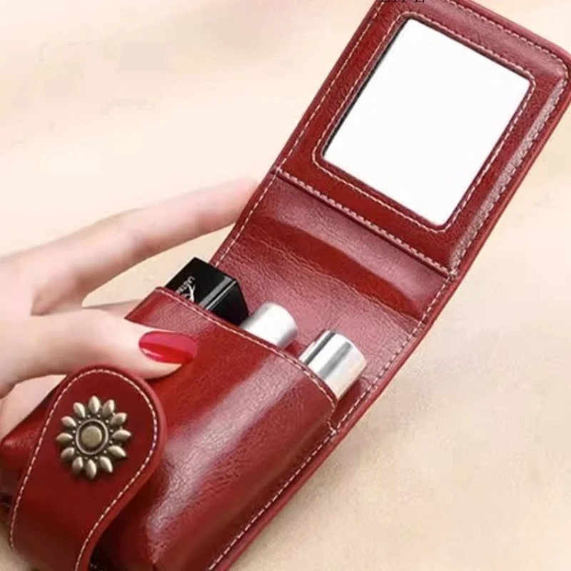 

Portable Makeup Bag for Women, Travel Makeup Box with Mirror, Mini Lipstick Bag, Popular Small Storage Bag for Women