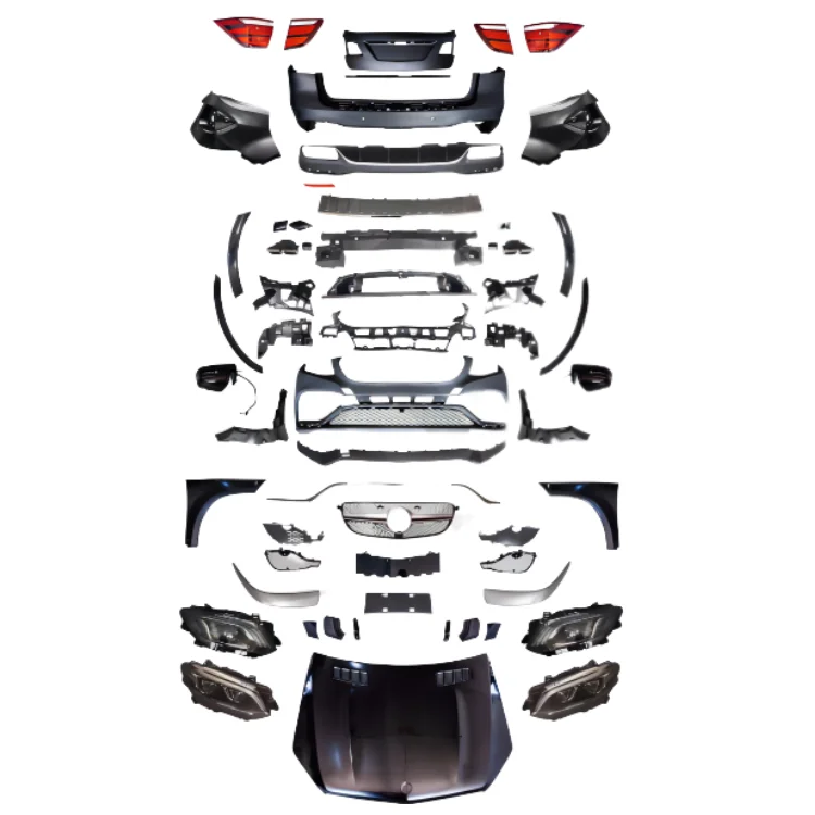 Body Kit for   W164 2005-2012 Upgrade to W166 GLE63 Side Skirt Bumper Headlight Bonnet Grille Front Rear Bumpers