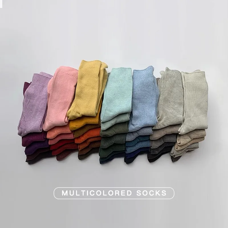 

5 pairs solid colors men's causal business daily loose socks classic cotton knitting soft colorful socks