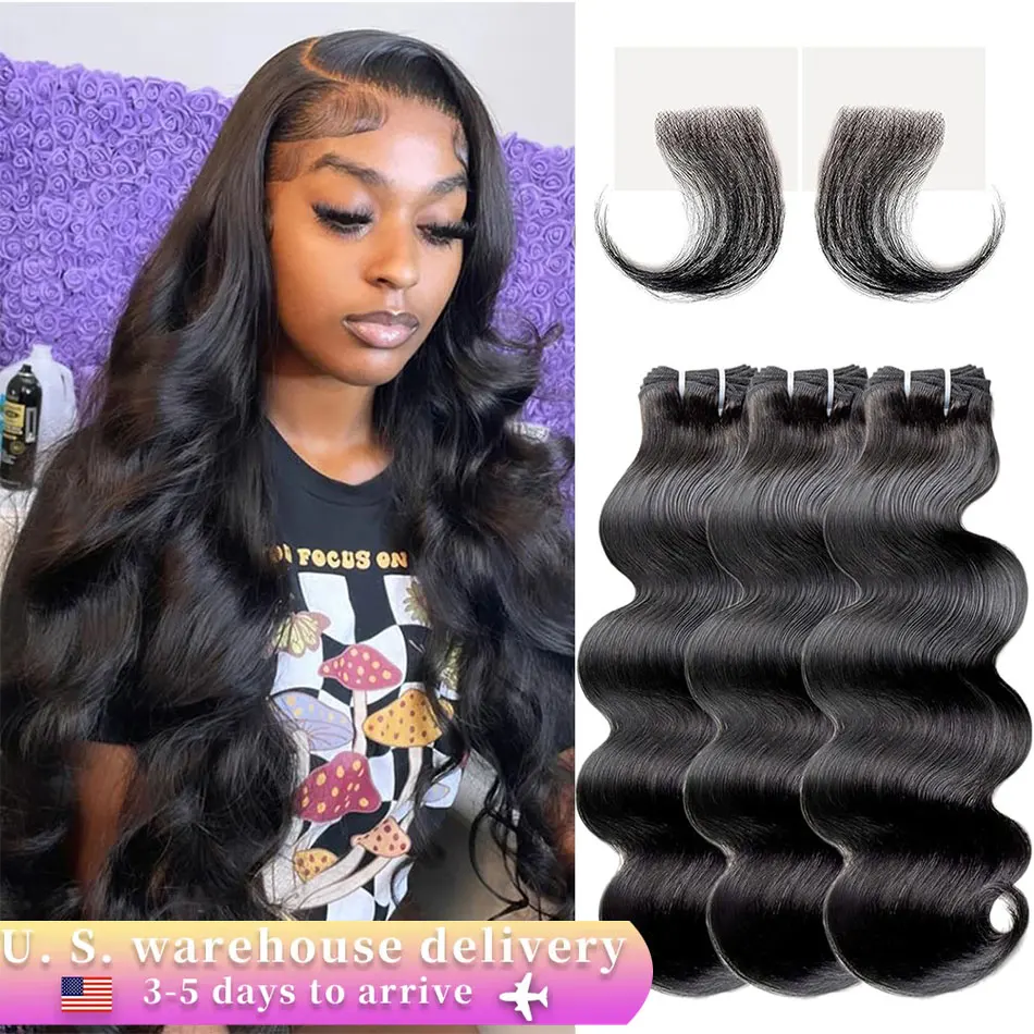 Extensions de cheveux humains brésiliens Body Wave pour tresses, tissage noir naturel, cheveux vierges riches, 30 po, 3 faisceaux, 4 faisceaux