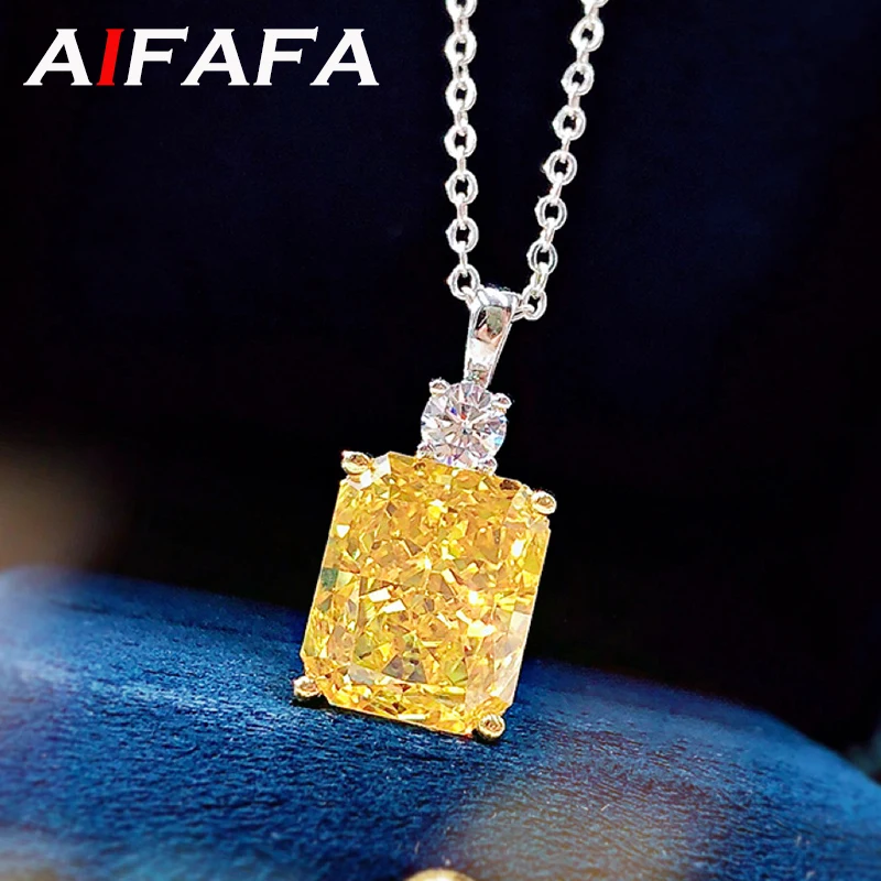 

AIFAFA 100% 925 Sterling Silver Created Moissanite Necklace Pendant For Women Sparkling High Carbon Diamond Wedding Fine Jewelry