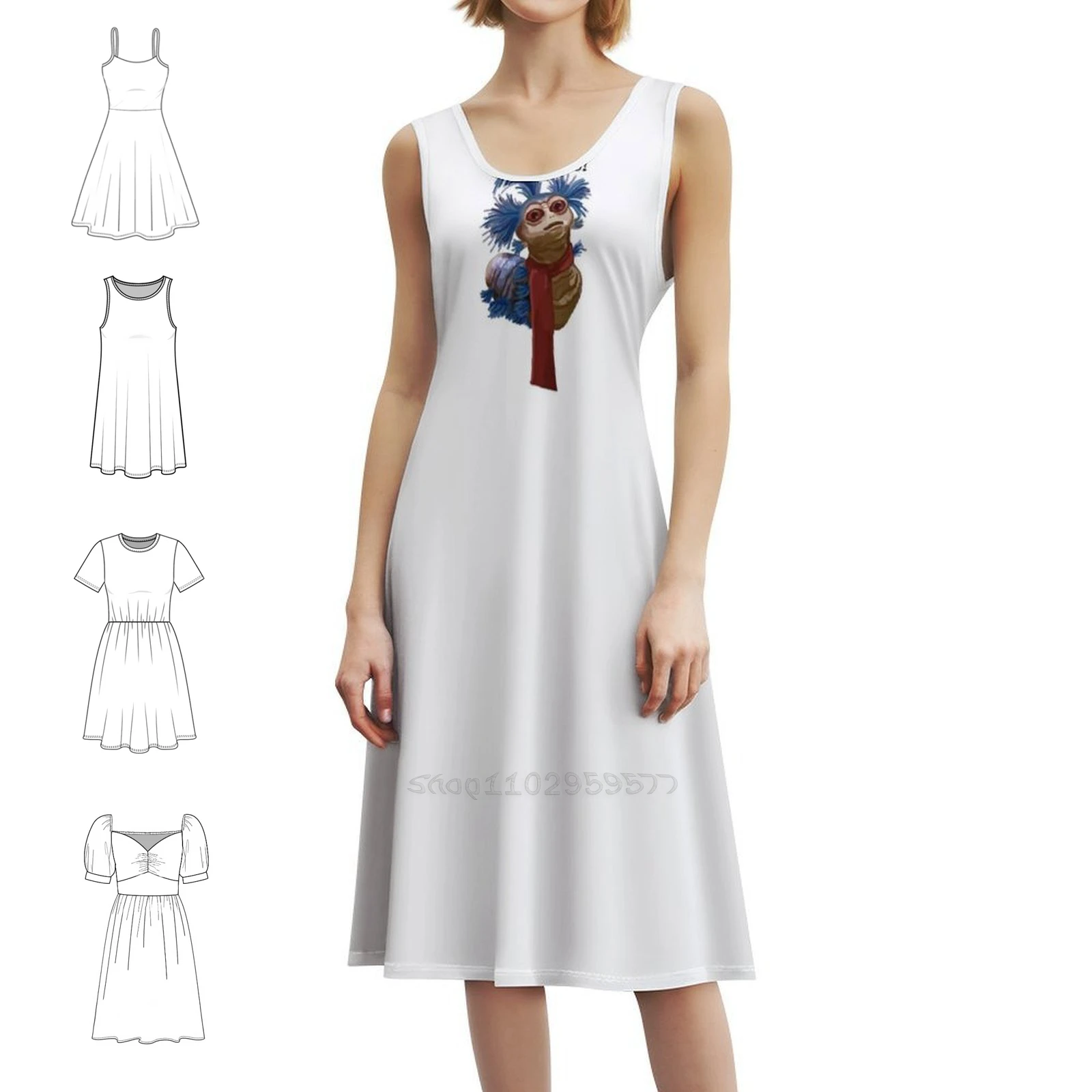 فستان متاهة دودة على الطراز الكوري للنساء فستان كاجوال أنيق للحفلات أو الارتداء اليومي حفلة دودة متاهة #1