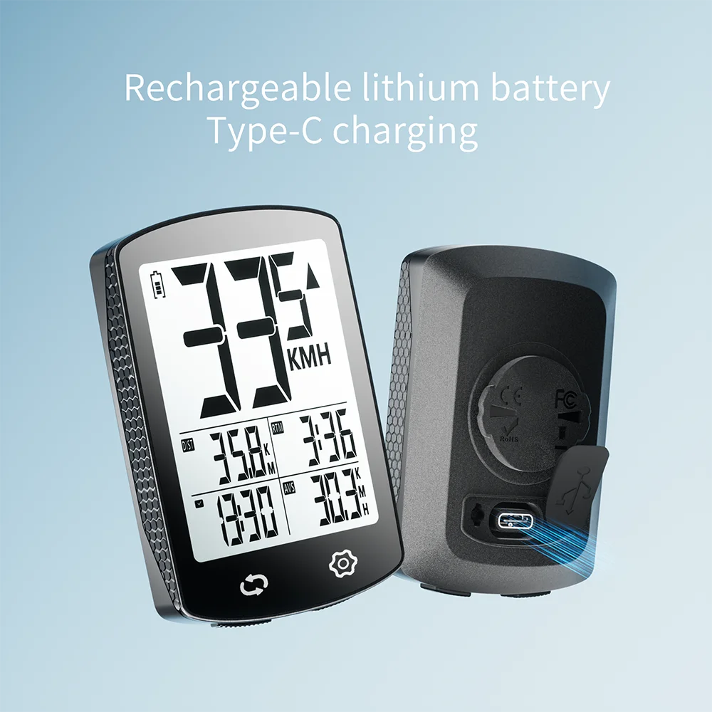 كمبيوتر لاسلكي للدراجة، شاشة كبيرة، قابل لإعادة الشحن عبر USB، وقت استعداد طويل للغاية، عداد سرعة للدراجة، مقاوم للماء، عداد المسافات لركوب الدراجات #5