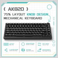AJAZZ AK820 Mechanical keyboard Hot-swappable 75% layout wired metal knob, supports Windows and Mac systems.