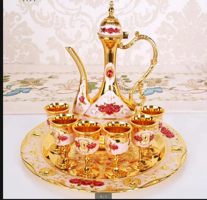 

Wine Set 8-piece Metal Glass Liquor Shot Glasses Sets Dispenser Barware Bar Gift