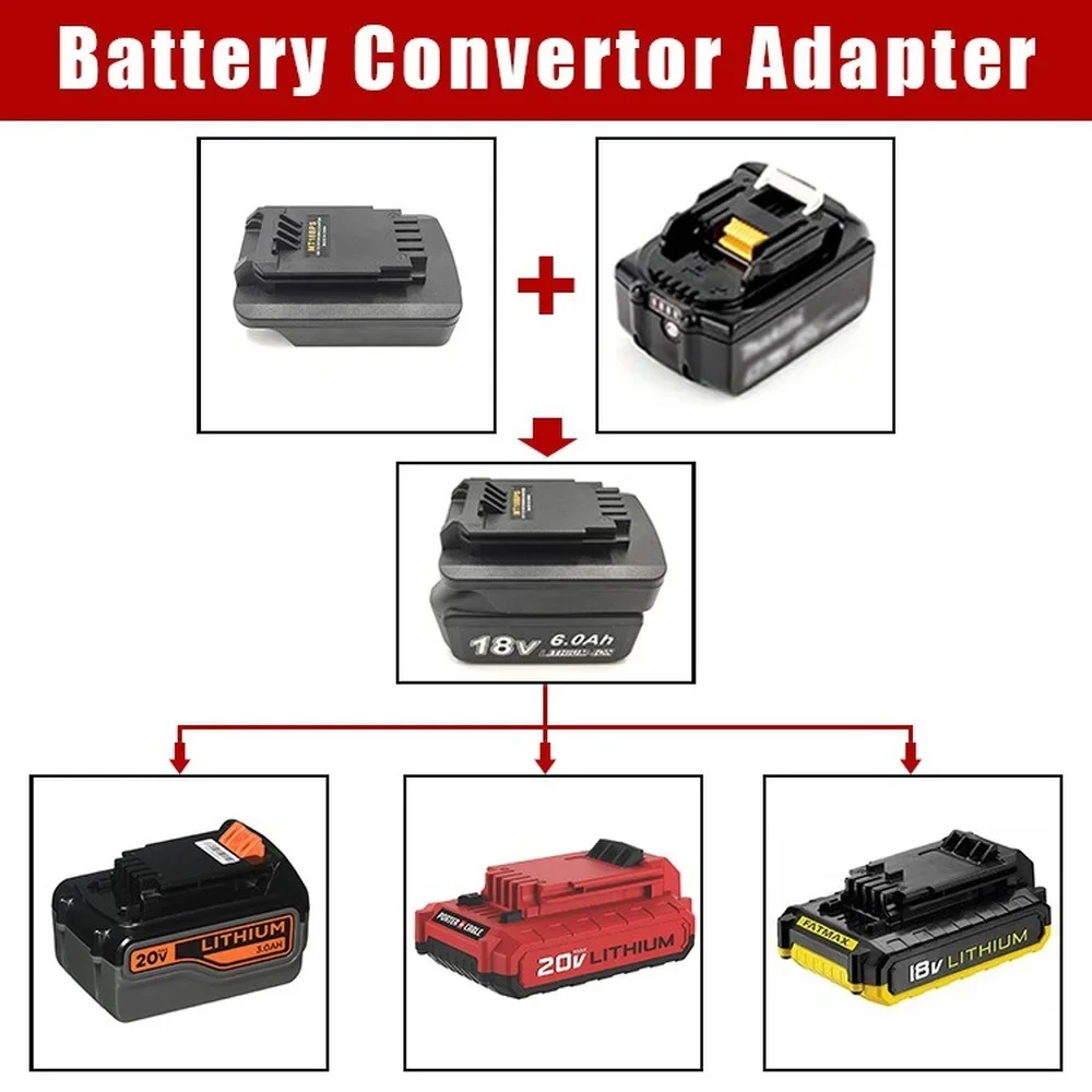 Battery Adapter for Makita 18V Lithium Battery Convert To for Black&Decker for Porter Cable for Stanley 18v Power Tool Drill