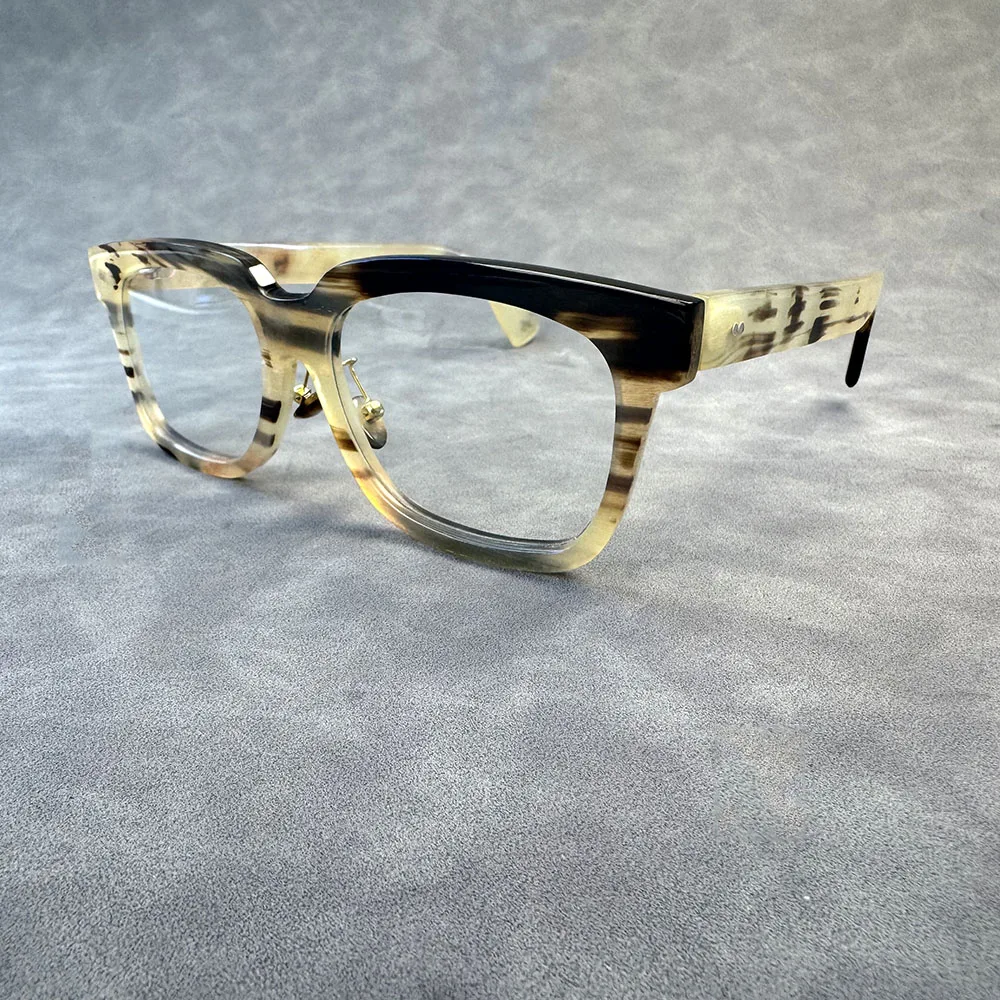 

Eyeglass Frames Square Vintage Oversize Myopia Optical Eyeglasses Graduated Lenses Handmade Natural Horn Man Glasses Frames