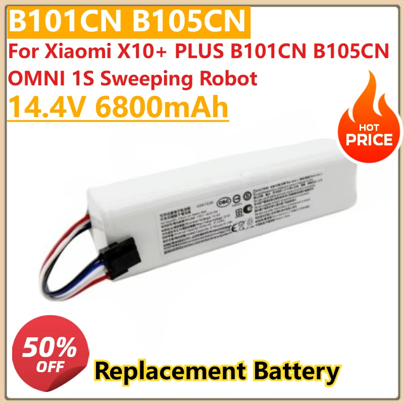 

14.4V 6800mAh Replacement Battery For Xiaomi X10+ PLUS B101CN B105CN OMNI 1S Sweeping Robot