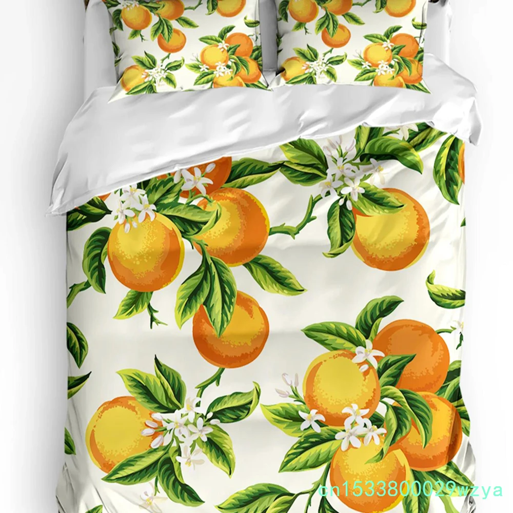 Summer Fruit Strawberry Leaf Repeat 3pcs Bedding Set For Bedroom Double Bed Home Textile Duvet Cover Quilt Cover Pillowcase