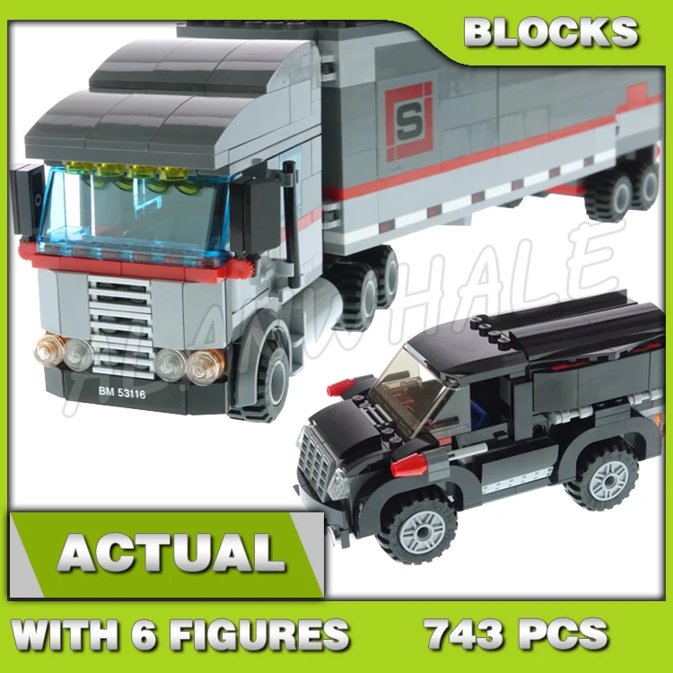 

743pcs Shinobi Turtle Big Rig Snow Getaway Truck Black SUV Mobile Lab 10265 Building Block Sets Compatible With Model