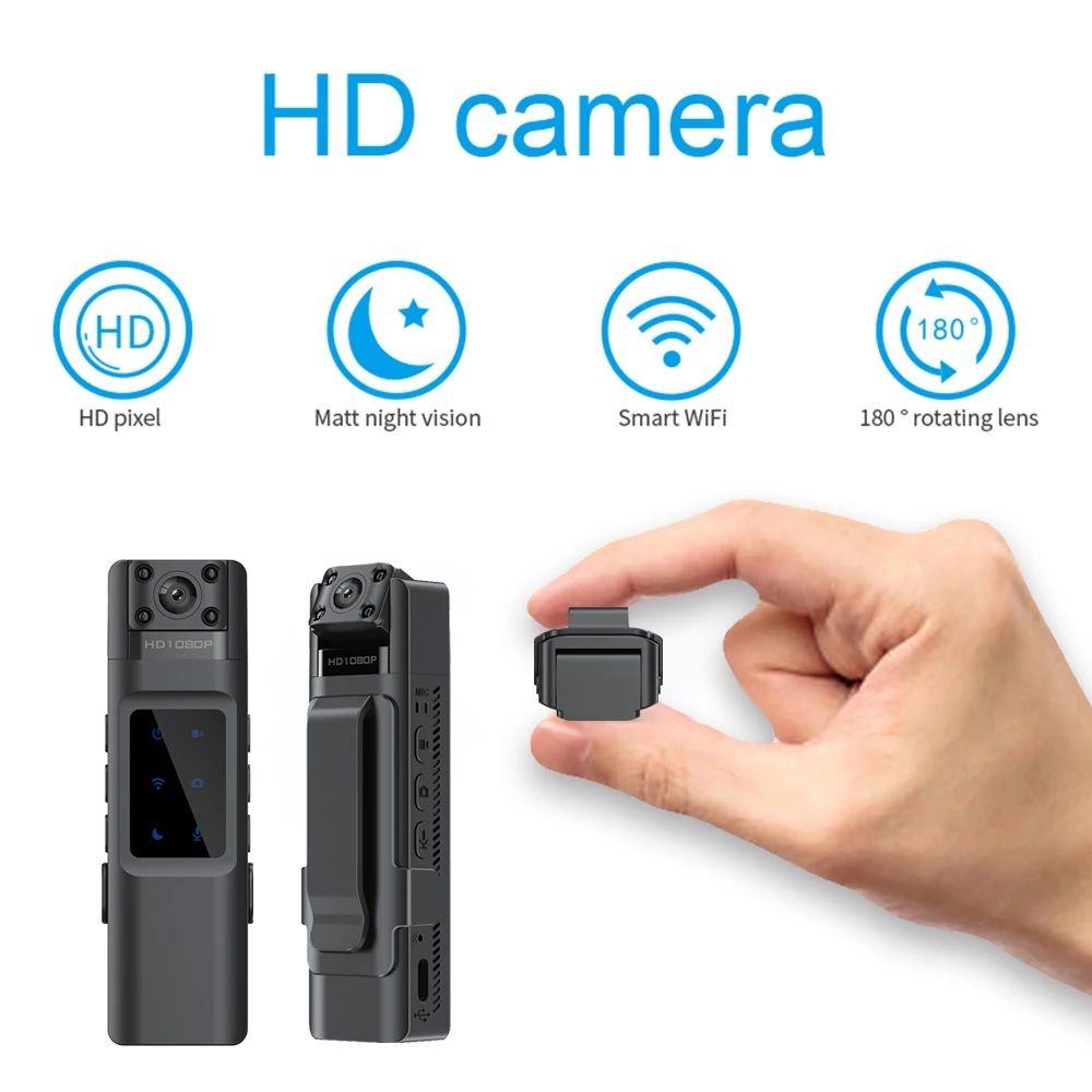 HD 1080P Portable Back Clip Camera Mini DV Police Recorder 180 degree Rotating Lens Infrared Night Vision Recorder