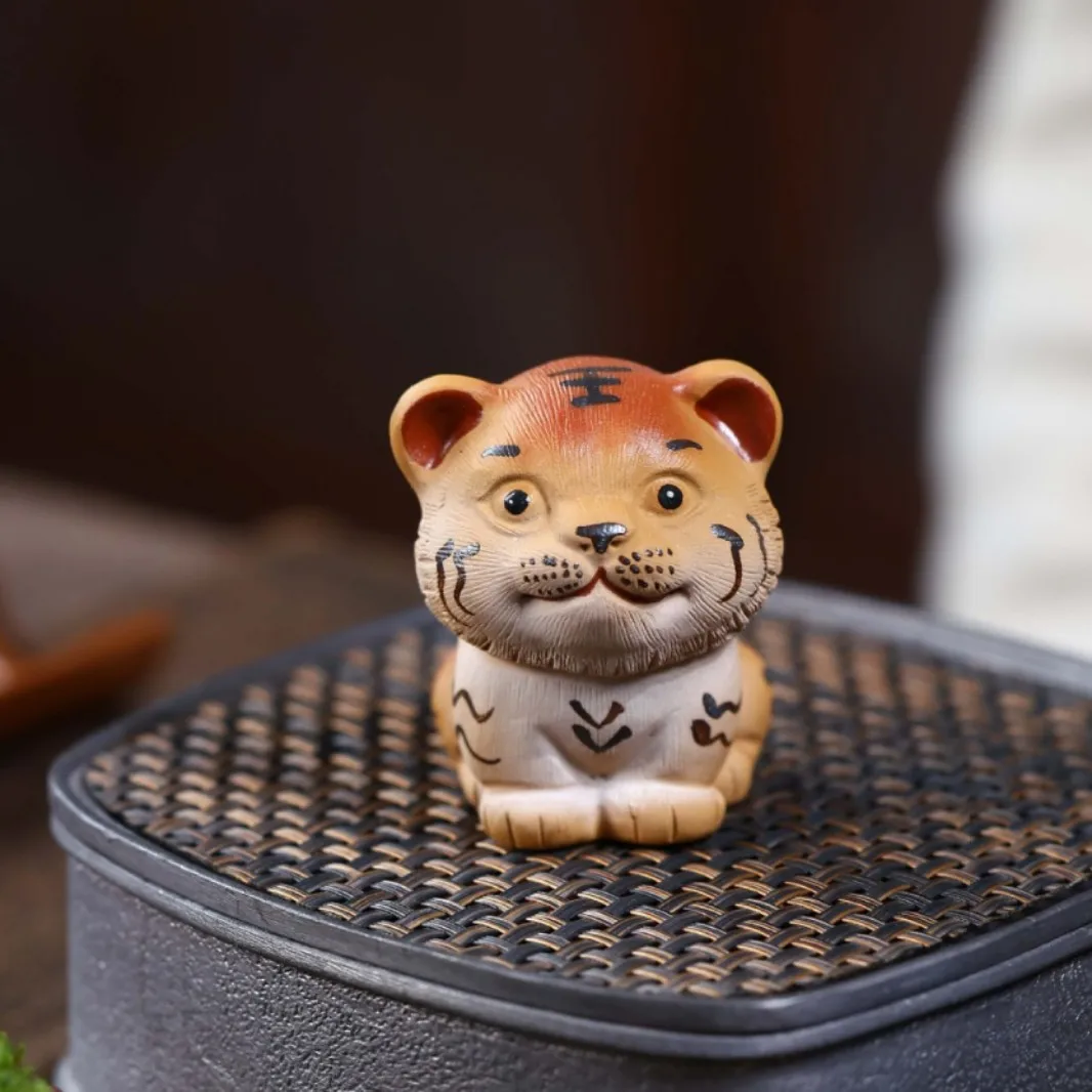 Yixing Purple Clay Pet, Cute Little Ornament, Hand-Painted And Textured, Adorable Tiger Accessory, Exquisite Tea Table