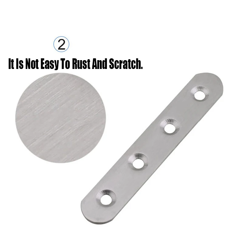 Stainless Steel Corner Bracket, Straight Flat Bracket, One Word Código, Código Móveis, Espessamento Protector, 2 Pcs