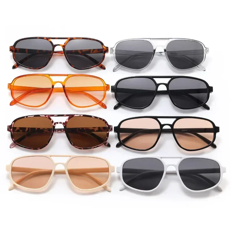 Retro Double Bridge Sunglasses for Women and Men UV Protection