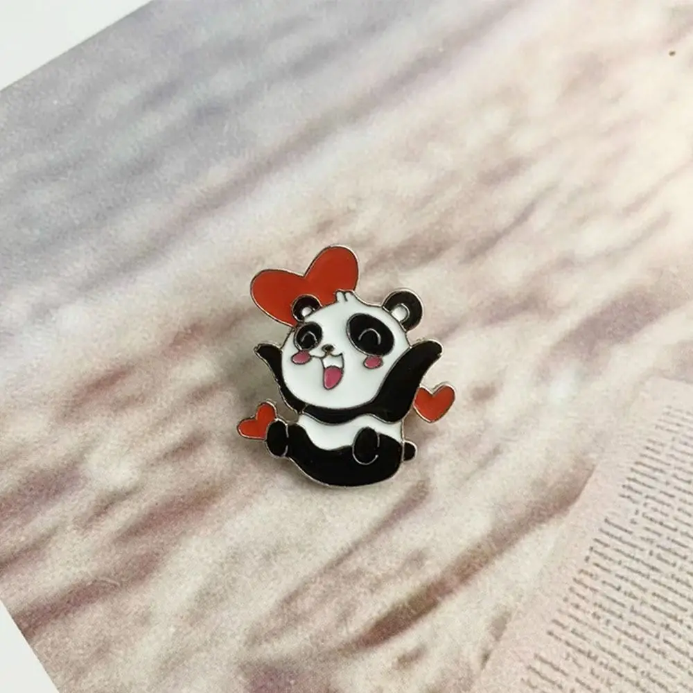 Cute Enamel Giant Panda Alloy Brooch Oil Dripping Chinese Style Scarf Buckle Lapel Pin Backpack Accessory