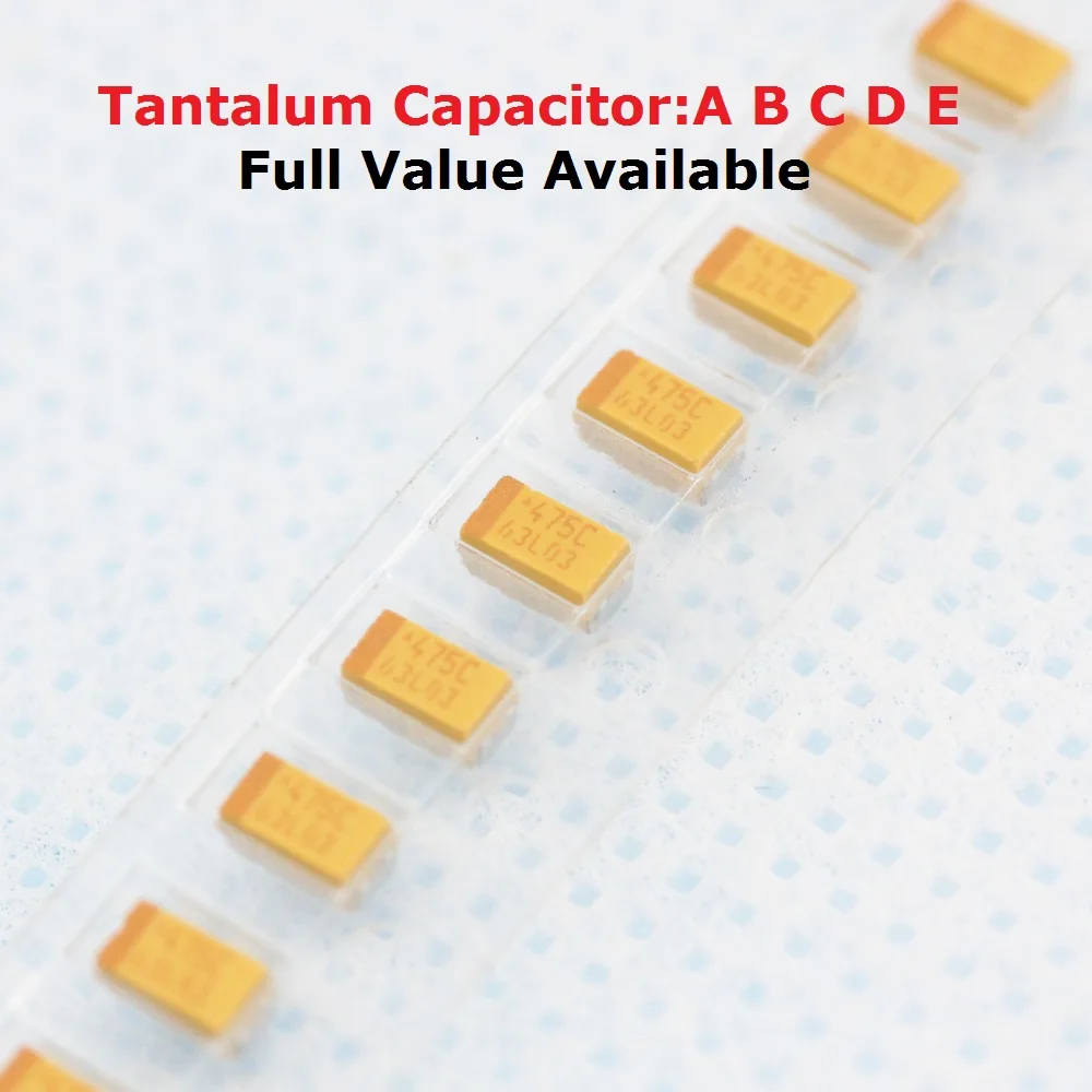 10PCS B Type 227 476 107 475 106 105 4V 6.3V 16V 25V 35V 1UF 50V 220UF 4.7UF 10UF 47UF 100UF 3528 1210 Tantalum Capacitor Size B