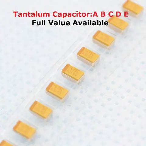 10PCS B Type 227 476 107 475 106 105 4V 6.3V 16V 25V 35V 1UF 50V 220UF 4.7UF 10UF 47UF 100UF 3528 1210 Tantalum Capacitor Size B