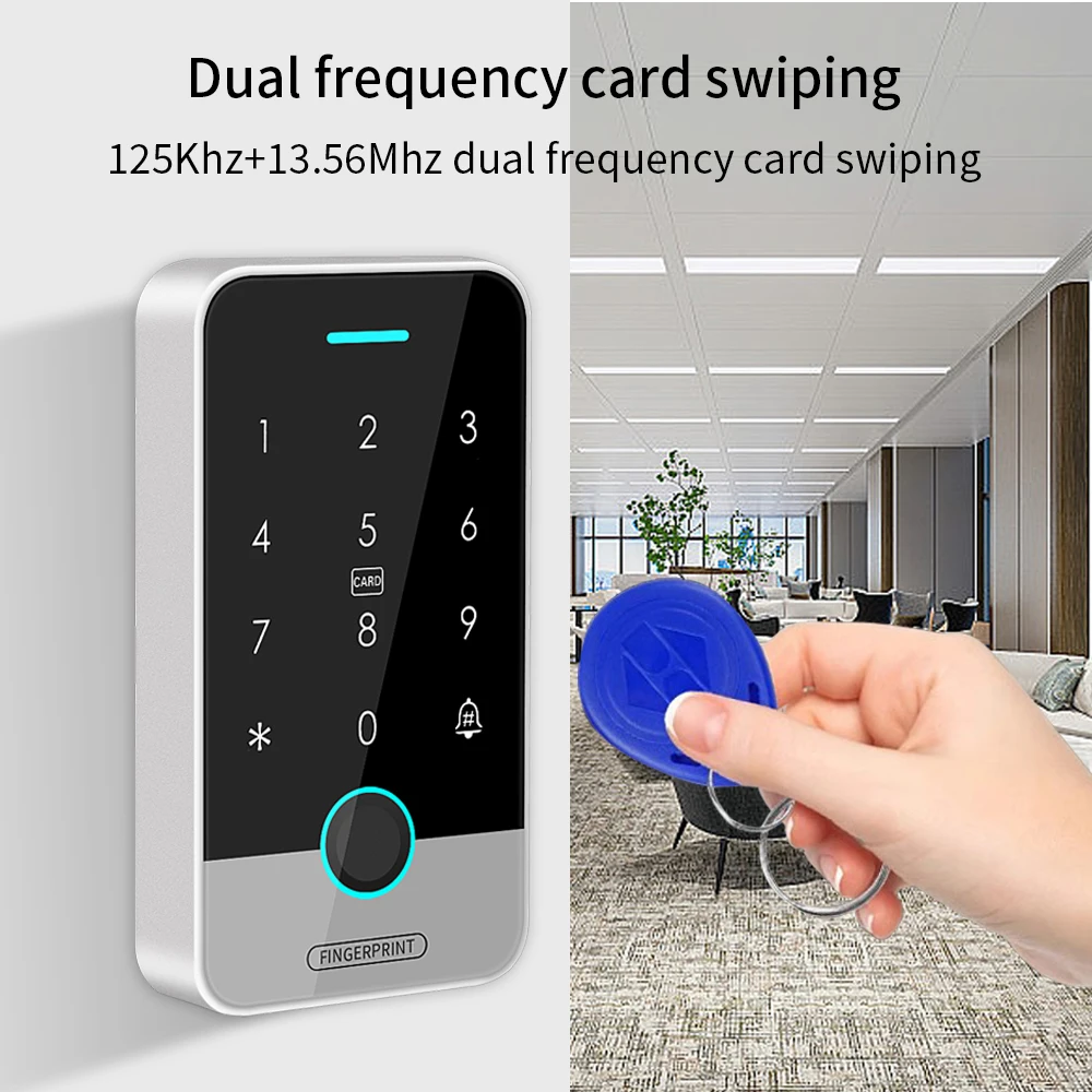 Rainproof Bluetooth NFC Tuya App Door Access Control 13.56MHZ & 125KHZ Fingerprint Keypad Outdoor Electric Magnetic Lock Opener
