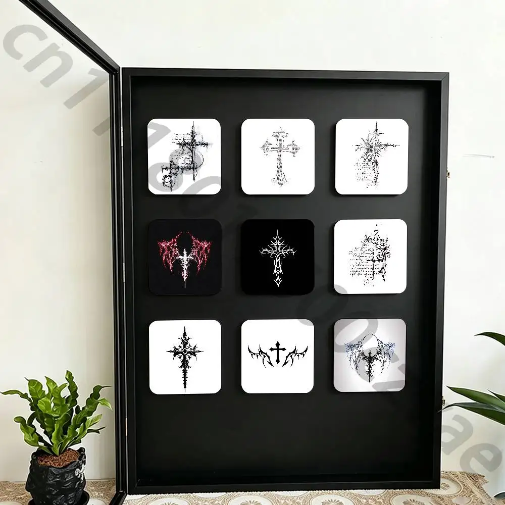 Cyber Sigil Cross Goth Fridge Magnet Personalized Magnetic Durable Plastic Square Picture Surface Fridge Magnets