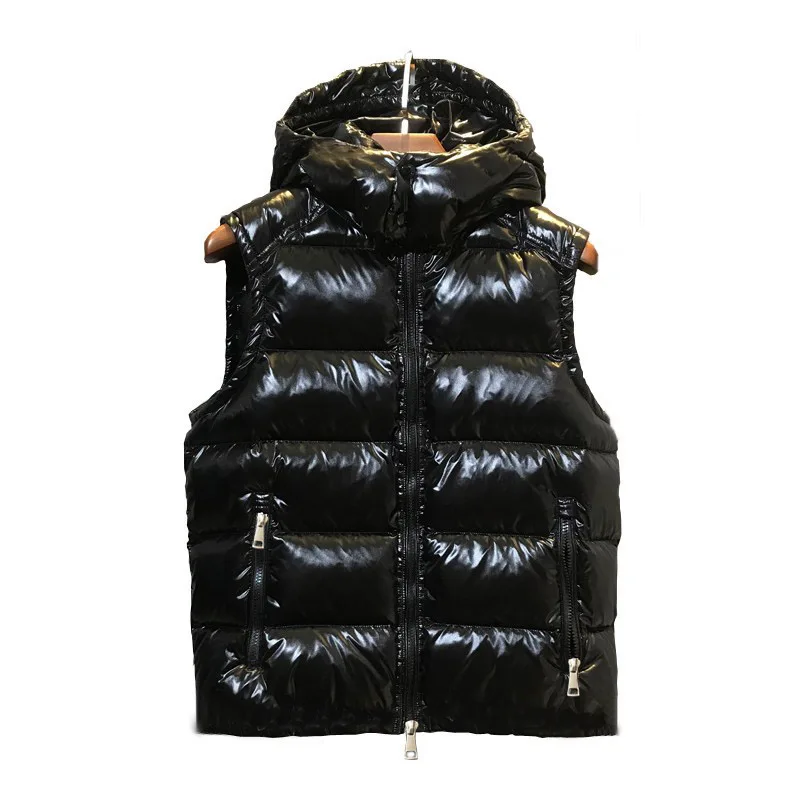 Autumn Winter Women Solid Loose Vest Korea Hooded Stand Collar Vest Jacket Cotton Padded Women Windproof Warm Waistcoat 2024 New