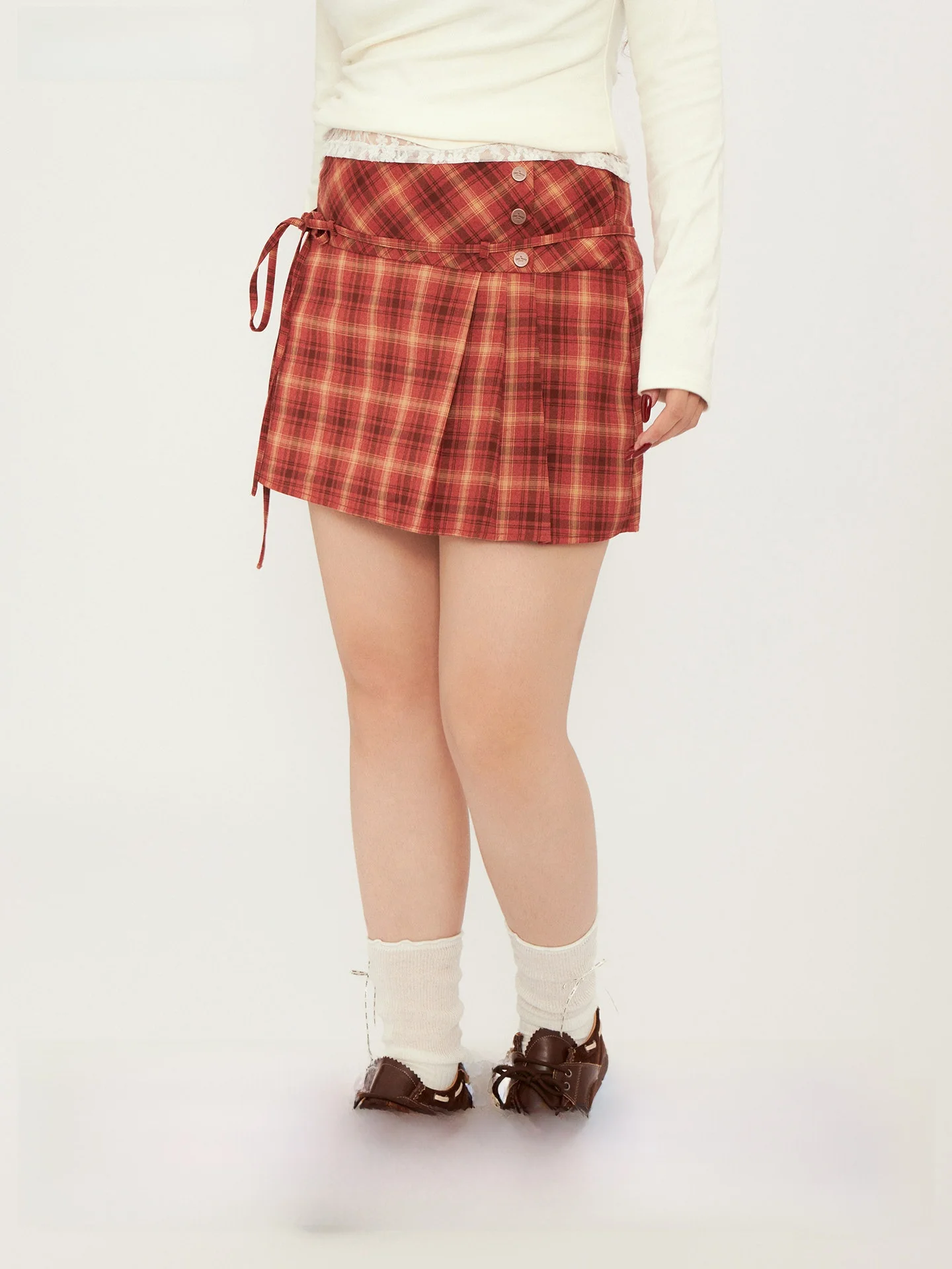 

Red Plaid f Skirt with Bow Design Slim Fit High Waist A-Line Skirt for Women Ci Commute Faion Trendy Sweet Girl ort ...