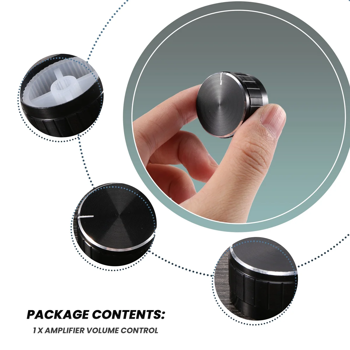 Black Aluminum Volume Control Amplifier Knob Wheel image 5