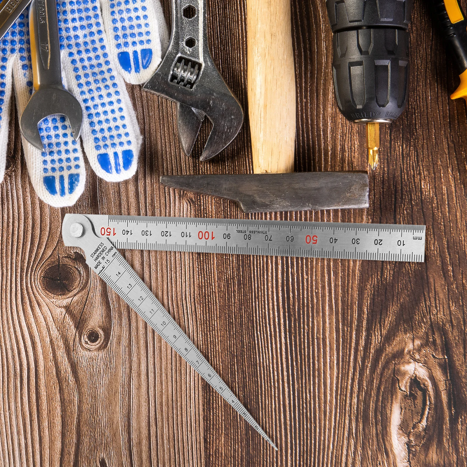 ชุดเครื่องมือวัดความหนาแบบสแตนเลส 1 ชุด พร้อมไม้บรรทัดตรง สำหรับวัดระยะห่างระหว่างลูกปืนวาล์ว ความกว้าง ความหนา