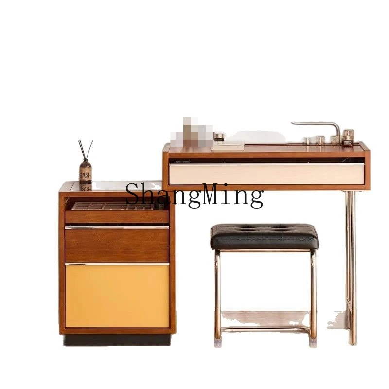 

ZYY medieval style solid wood dresser storage cabinet integrated master bedroom bedside table telescopic makeup table mirror