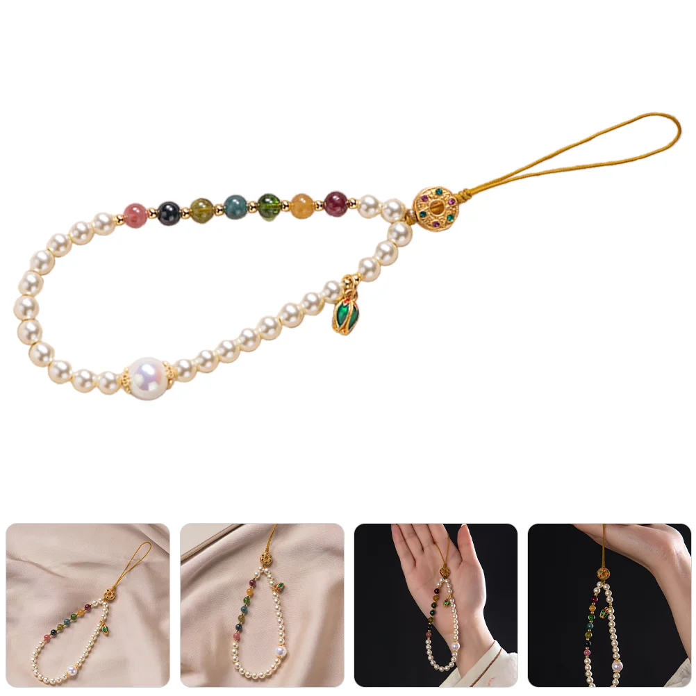 

Chain Holder Wrist Strap Pearl Wristlet for Cute Charm Charms Theft