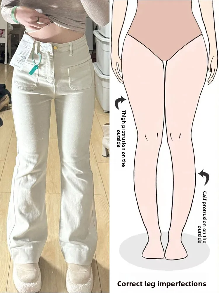 

Джинсы-клеш с высокой талией для женщин, весна-осень, новый стиль, свободный крой, длинные брюки для фигуры типа «груша», микро-клеш из денима