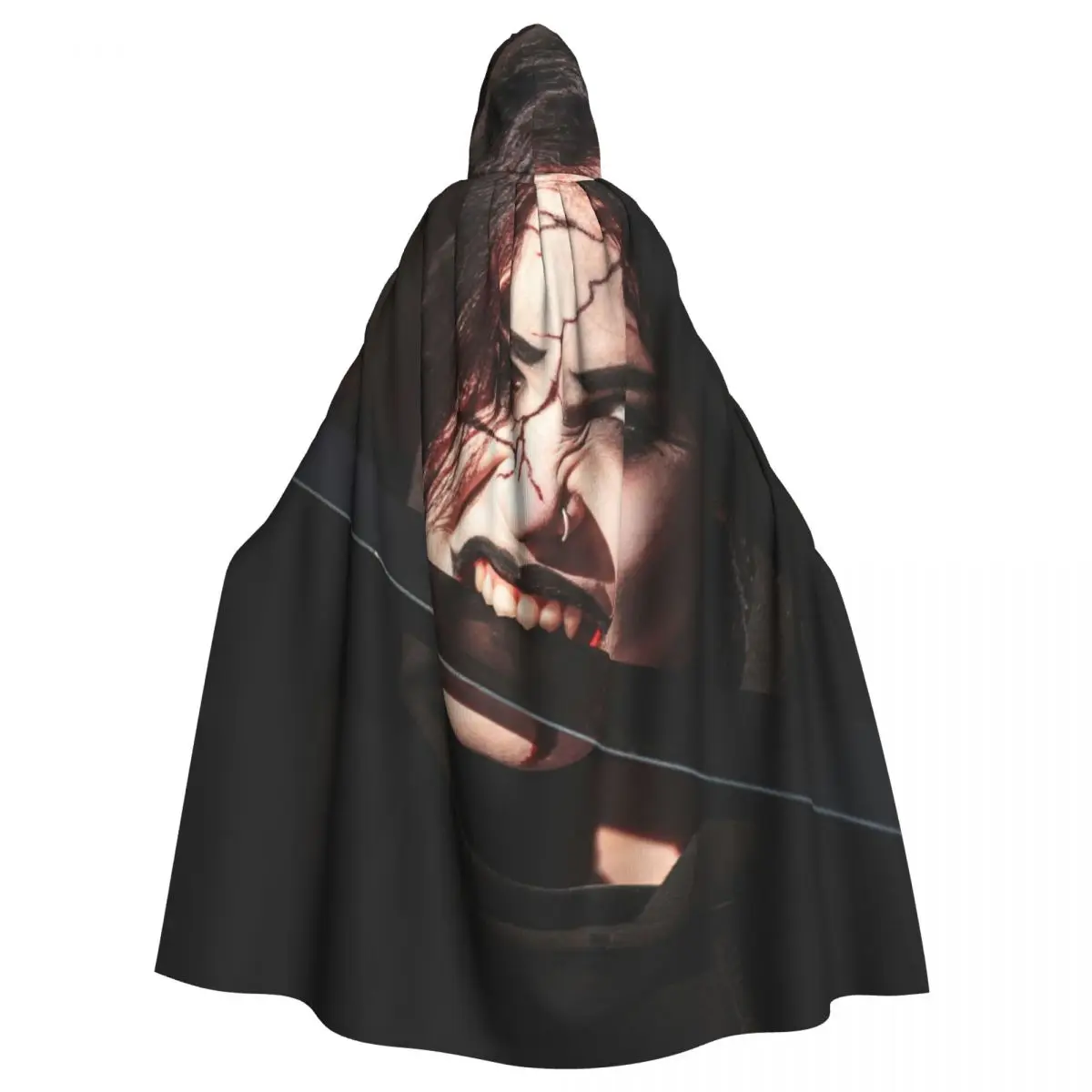 Angry Vampire-Themed Cloak for Halloween Horror Parties and Cosplay Unisex Adult Cloak with Hood Long Witch Costume Cosplay