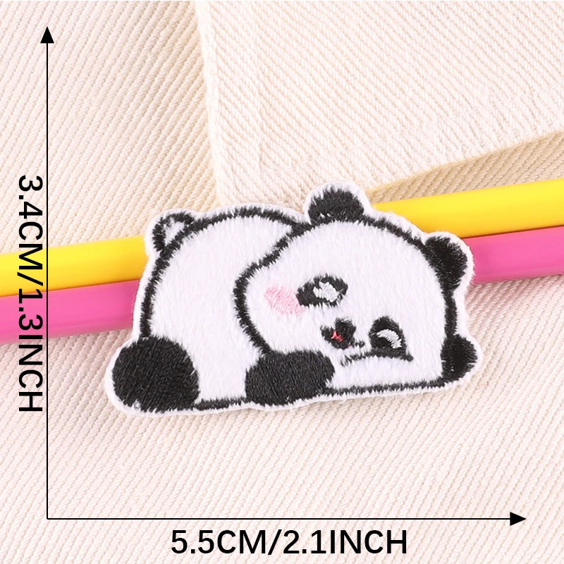 Self-adhesive Cute Chinese Panda Patches Embroidery Appliques Sewing Supplies Decorative Handmade Gift Box Badges Car Sticker