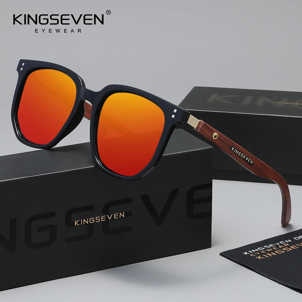 

Солнцезащитные очки KINGSEVEN из дерева для мужчин и женщин, квадратная оправа, модные, поляризационные, UV400, для активного отдыха, вождения, ретро, защитные