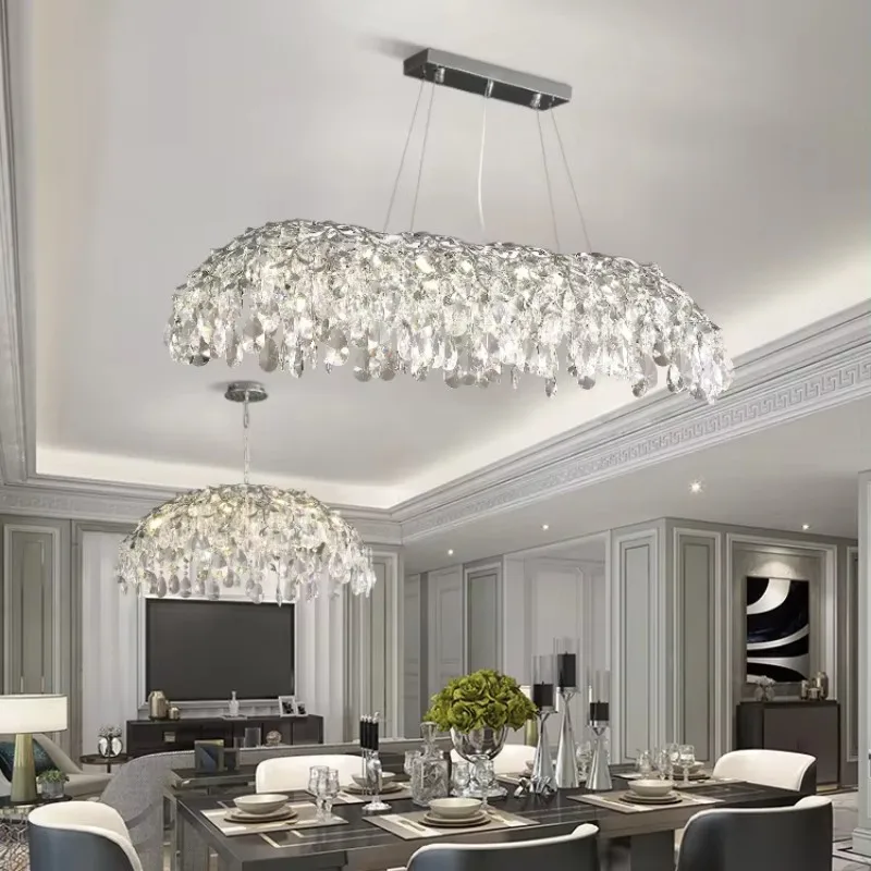 

Modern Chrome Crystal Chandeliers For Dining Room Kitchen Table Bedroom Living Room Silver Crystal Ceiling Chandelier Lighting