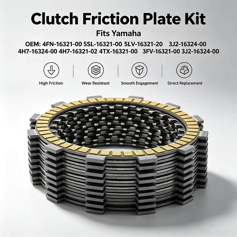 Motorcycle Clutch Disc Friction Piece Kit Discs For Yamaha TDM850 TRX850 TDM900 Non ABS/5PS  TDM900A (2B0 ABS) GTS1000 FZR1000