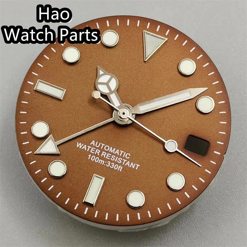 لون أسود-بني مع قرص قهوة وردي فضي ، علامات زمن ، أخضر مضيء ، NH34 ، حركة NH35 ، تاريخ ، نافذة ، 29