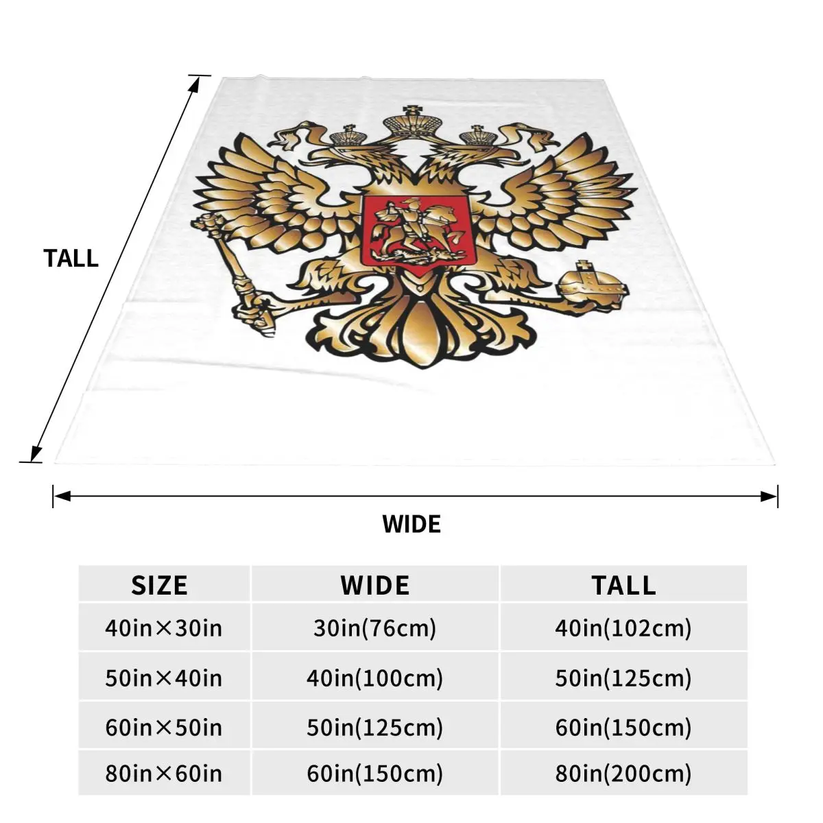 Coat Of Arms Of Russia Russian Flag Blanket Soft Warm Flannel Throw Blanket Bedding for Bed Travel Home Couch