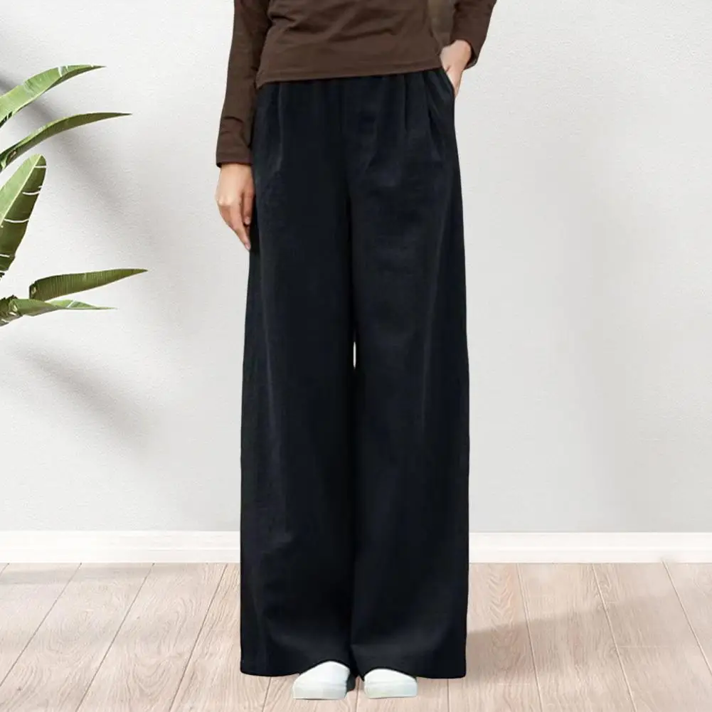 Pantaloni lunghi pantaloni a gamba larga a vita alta da donna alla moda con tasche pantaloni dritti in tinta unita per la primavera autunno retrò Casual