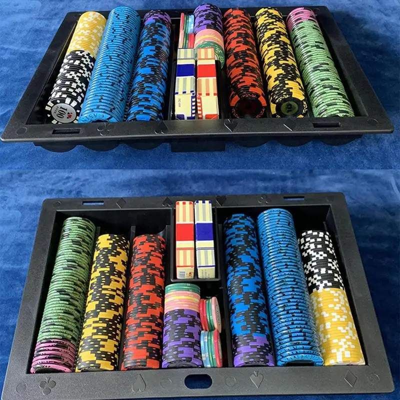 رقاقة صينية بوكر رقاقة حامل كازينو بوكر الجدول رقاقة حامل تاجر الجدول رقائق حامل صينية التخزين لرقائق 39/40/43/45 مللي متر