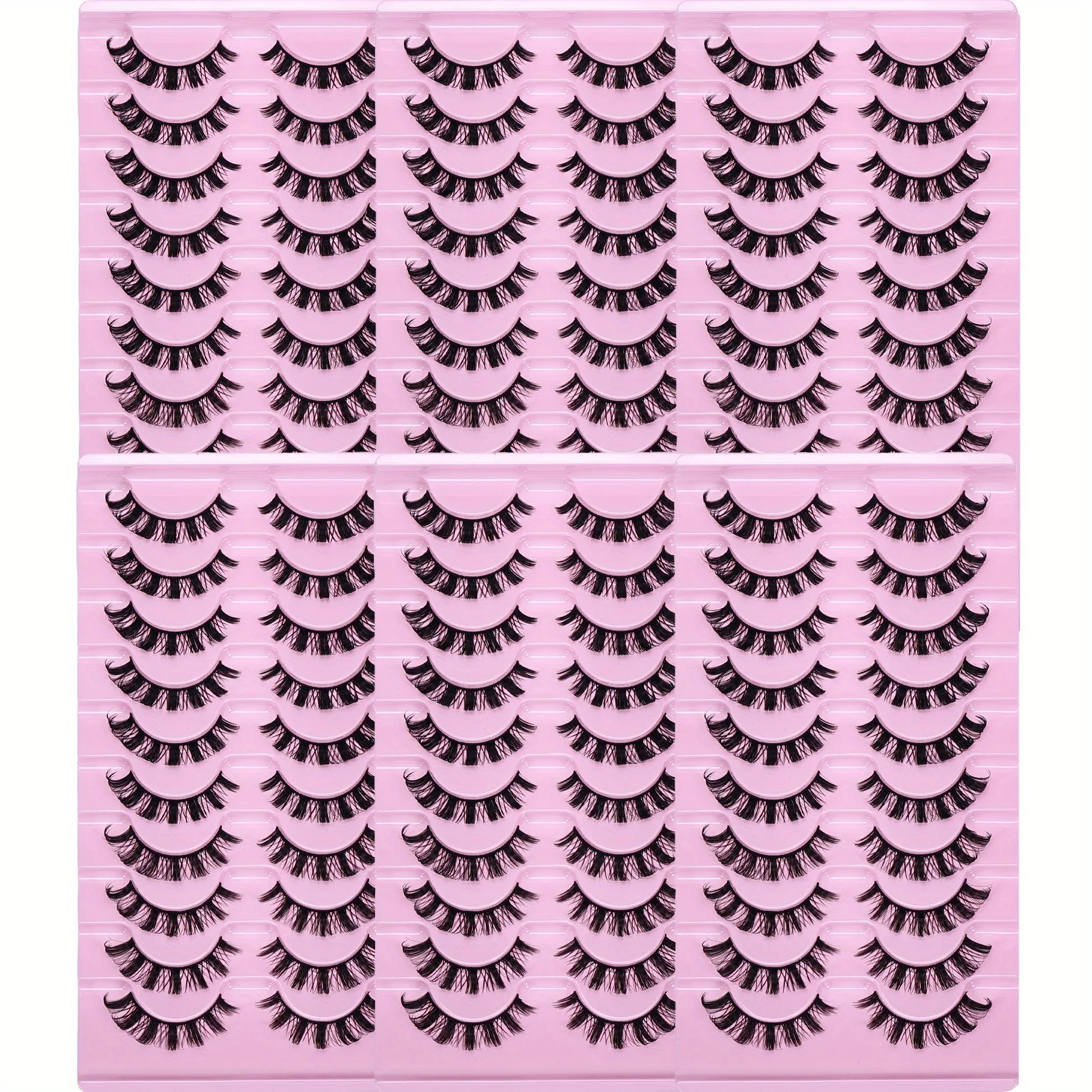 

60Pairs/6Pack Russian Strip Lashes D Curl Fake Lashes Natural Look Fluffy Volume Wispy Russian Lashes 3D Effect Fake Eyelashes