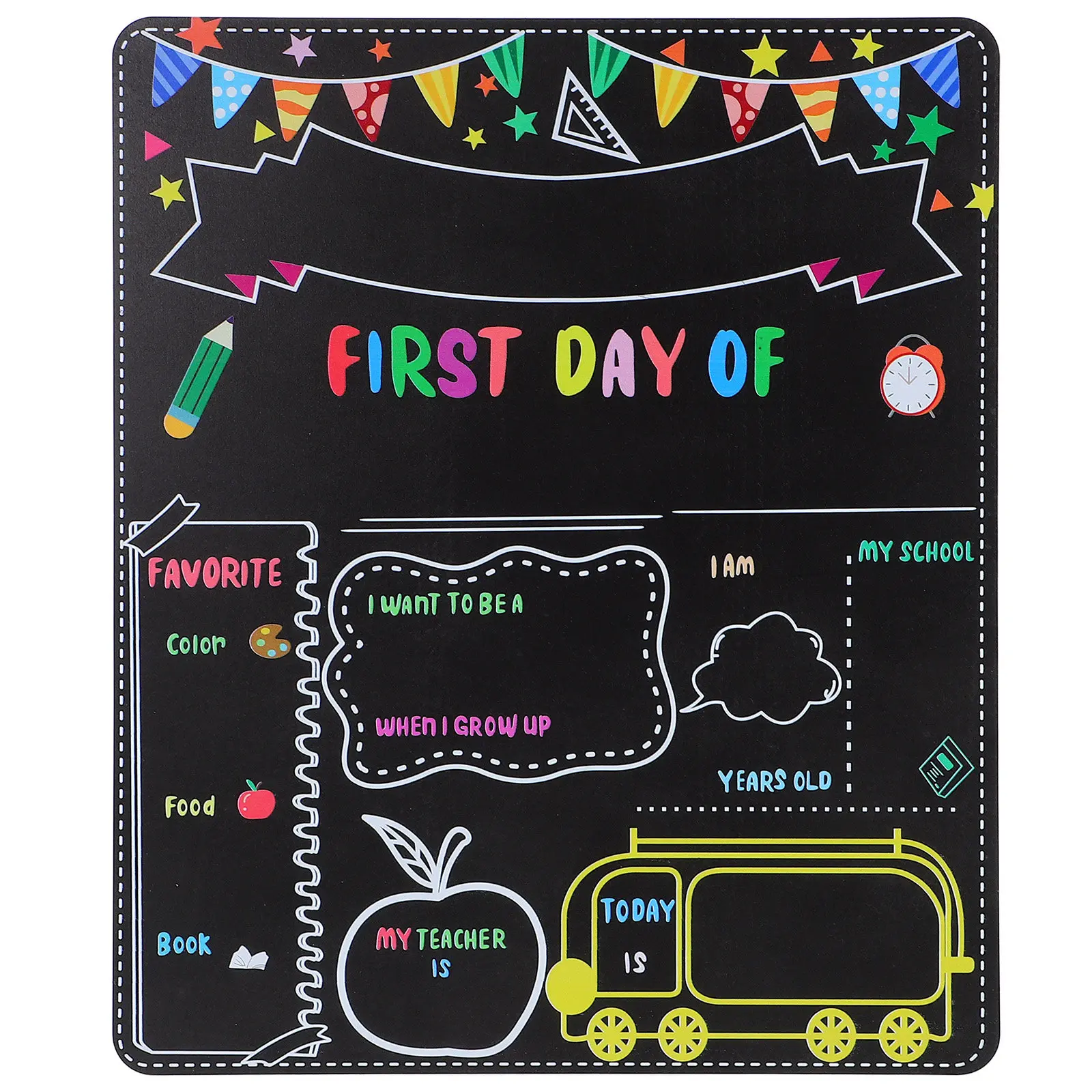 Double-Sided Blackboard Sign for School First Day Last Day Chalkboard Kids Age Grade Teacher Date Aspirations Back to School