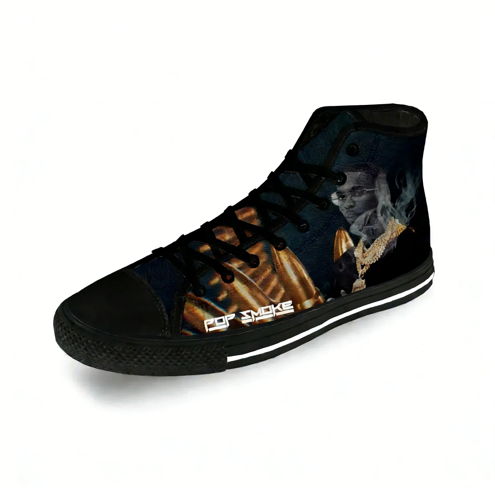 Pop Smoke Rap Rapper Hip Hop Music Casual Cloth Fashion 3D Print High Top Canvas Shoes Men Women Lightweight Breathable Sneakers