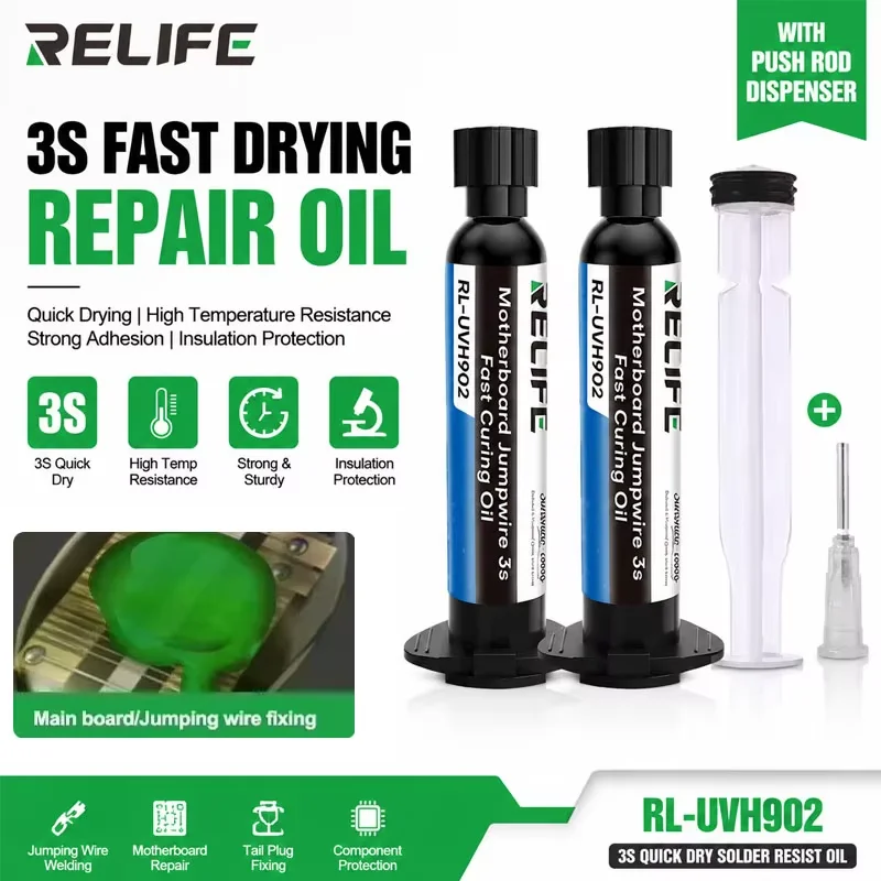 RELIFE RL-UVH902 Schnelltrocknender UV-Härtender Klebstoff 3 Sekunden Transparente Lötmaske für Handy-PCB-Reparatur – Detail 1
