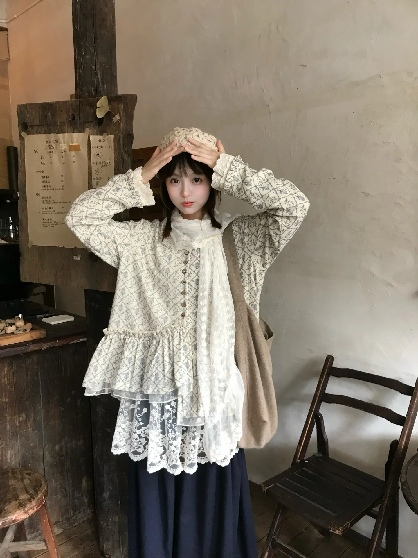 

Новая весенняя женская блузка Pinkstar из двухслойной хлопковой марли с цветочным принтом и букетом, свободного кроя, асимметричная, в японском стиле