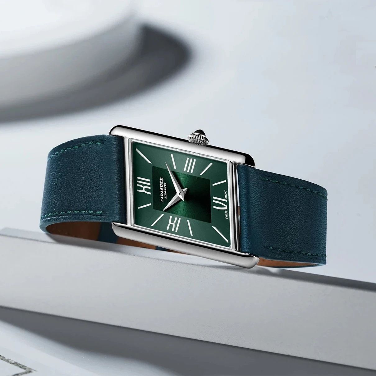 FARASUTE Herren Quarzuhr Klassisch 27,2 mm * 37 mm Mode Armbanduhr Parallelogrammgehäuse Saphir 3ATM Wasserdicht
