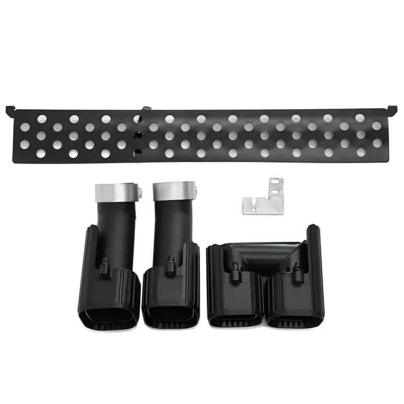 SYPES Car Stainless Steel Quad Square Muffler Tip Exhaust Tip for 2020+ Defender 90 110 130 Black Knight