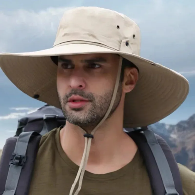 Nuevo Sombrero de Pesca Anti-UV para Verano, Sombrero Panamá de Malla Transpirable para Hombre, para Camping, Senderismo y Montañismo