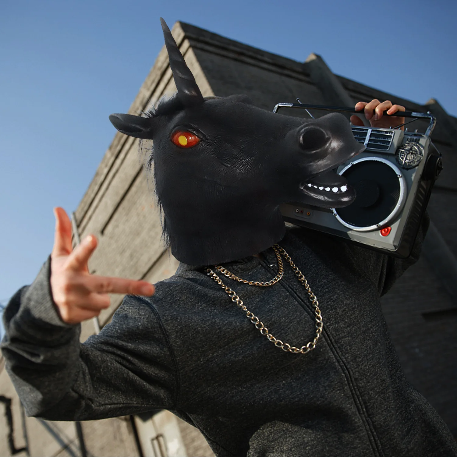 Einhorn-Kopfmaske für Erwachsene, Natürliche Latex-Einhorn-Kostümmaske für Halloween-Partys und Cosplay – Detail 5
